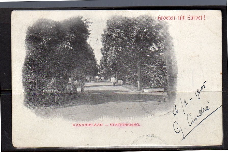 Ned Indië 1905 GAROET Kanarielaan en Stationsweg (8-44), Ophalen of Verzenden, Voor 1920, Buiten Europa