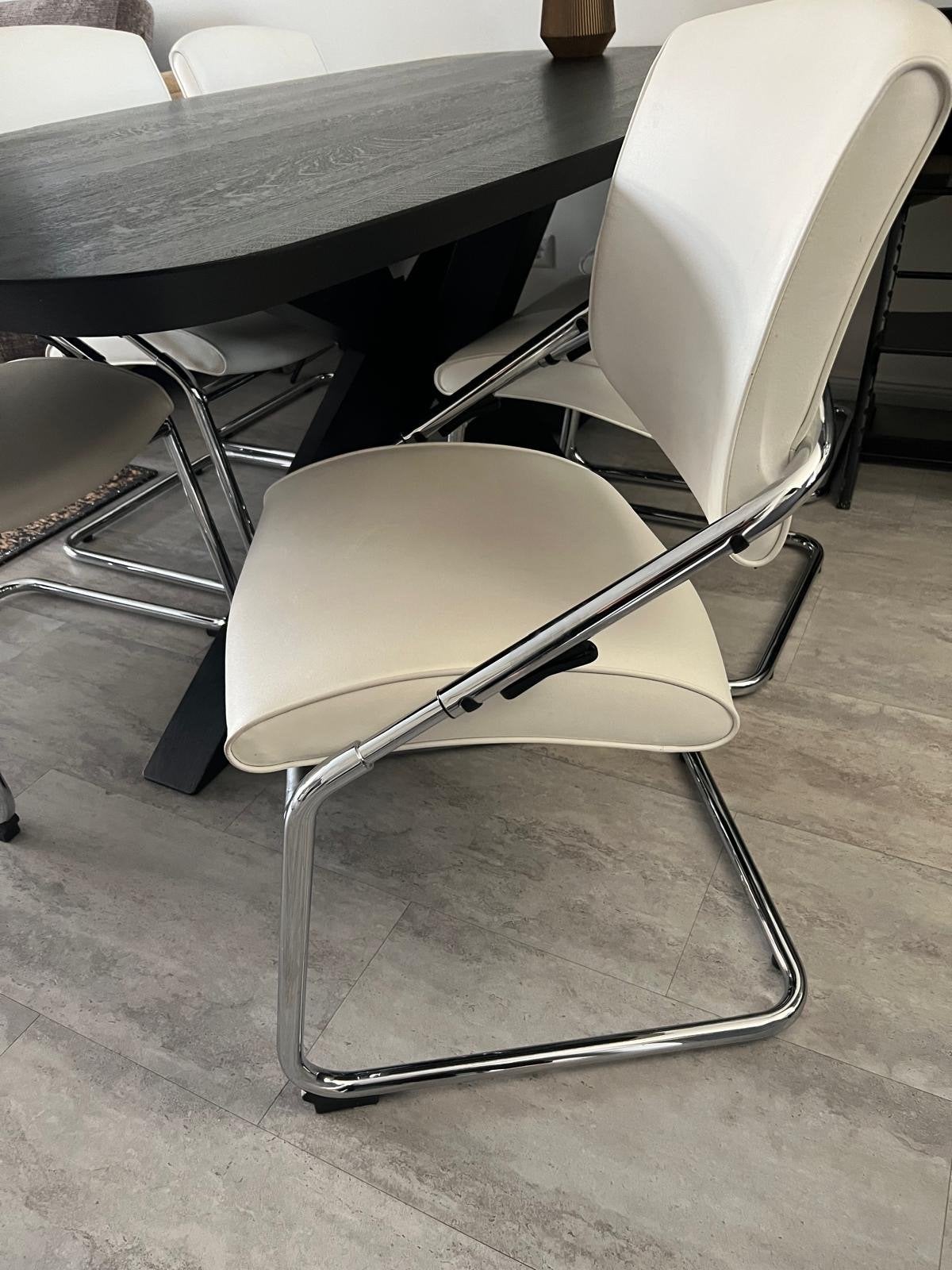 Hülsta Eetkamerstoelen - Wit , Verstelbaar, Ophalen, Gebruikt, Wit, Leer
