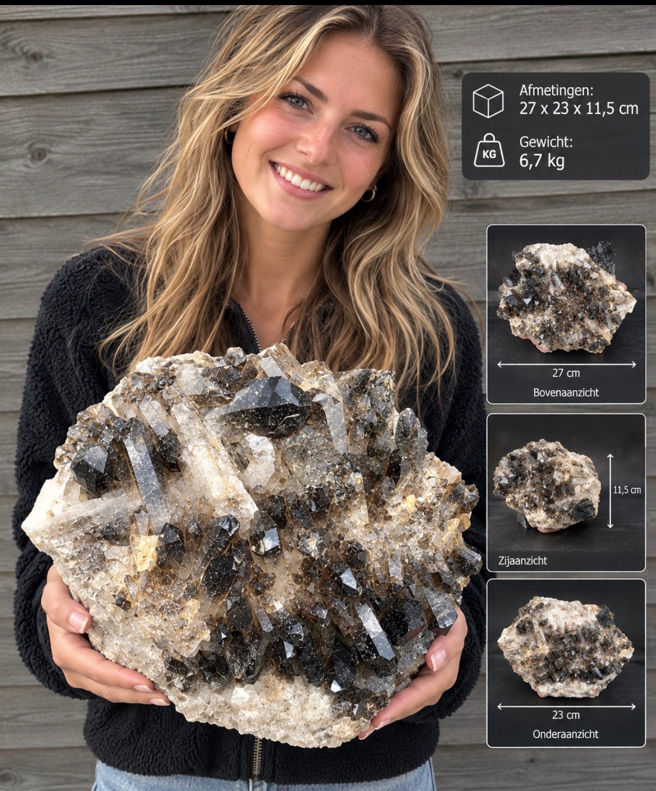 Rookkwarts cluster showpiece , museumstuk 6.7 kg, Ophalen of Verzenden