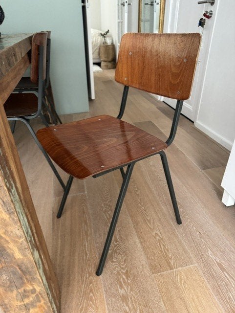 Ouderwetse Schoolstoelen 6X, Huis en Inrichting, Stoelen, Ophalen, Gebruikt, Bruin, Schoolstoelen