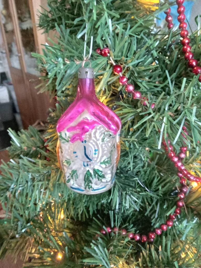 antieke kerstbal van glas koekkoeks klok, Diversen, Kerst, Ophalen of Verzenden, Gebruikt