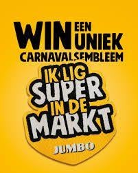 GEZOCHT: Jumbo ik lig super in de markt embleem, Verzamelen, Supermarktacties, Jumbo, Ophalen of Verzenden