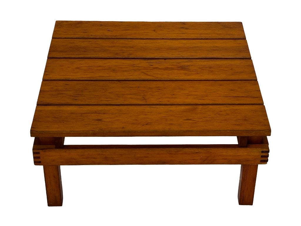 Vintage Salontafel Pinewood Slatted Design Jaren 70, Ophalen, Gebruikt, 100 tot 150 cm, Vintage Salontafel