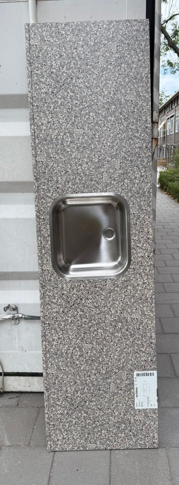 Aanrechtblad grijs met spoelbak, Huis en Inrichting, Keuken | Keukenelementen, Ophalen, 200 cm of meer, Nieuw, 50 tot 100 cm