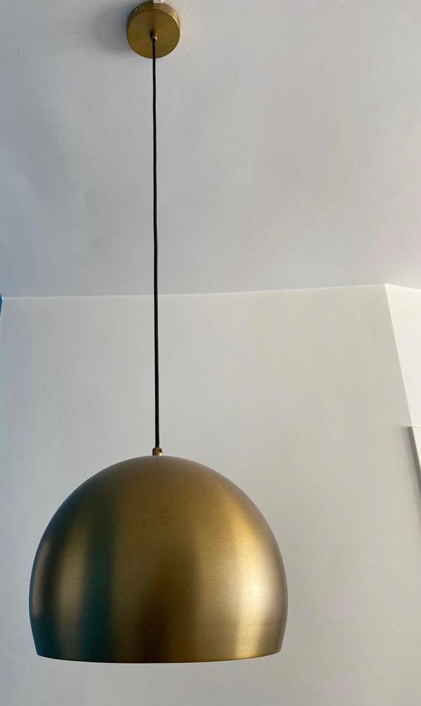 Hanglamp mat goud - verstelbaar, Ophalen of Verzenden, Zo goed als nieuw, Metaal, E27 (groot)