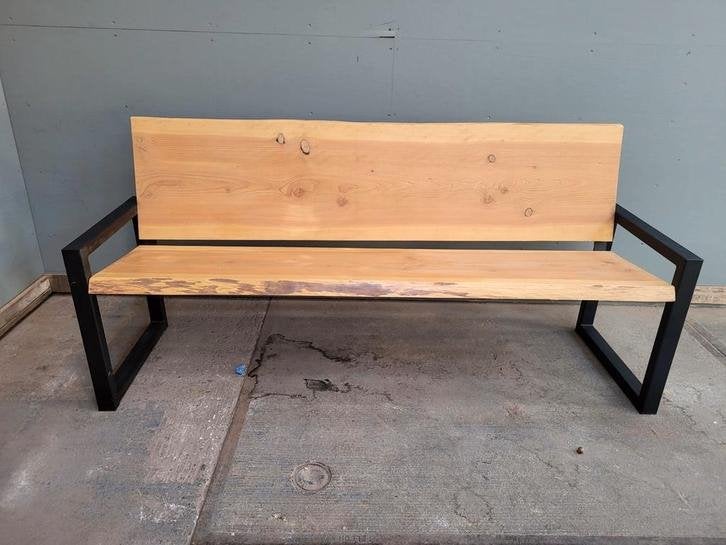 Tuinbank douglas hout met stalen frame. Boomstamlook, Niet ingevuld, Niet ingevuld, Nieuw, Ophalen of Verzenden