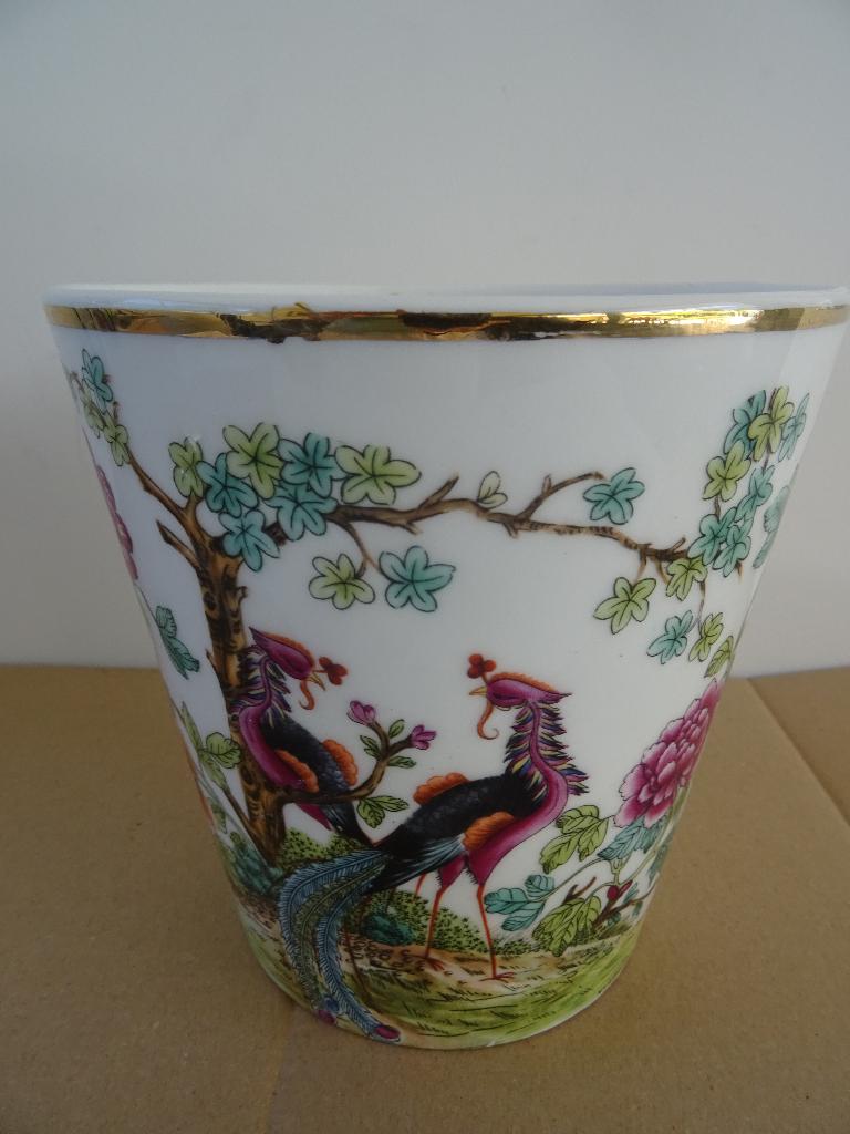 Italiaanse vintage V.V. Carraresi bloempot Chinese stijl, Gebruikt, Rond, Binnen, Ophalen of Verzenden