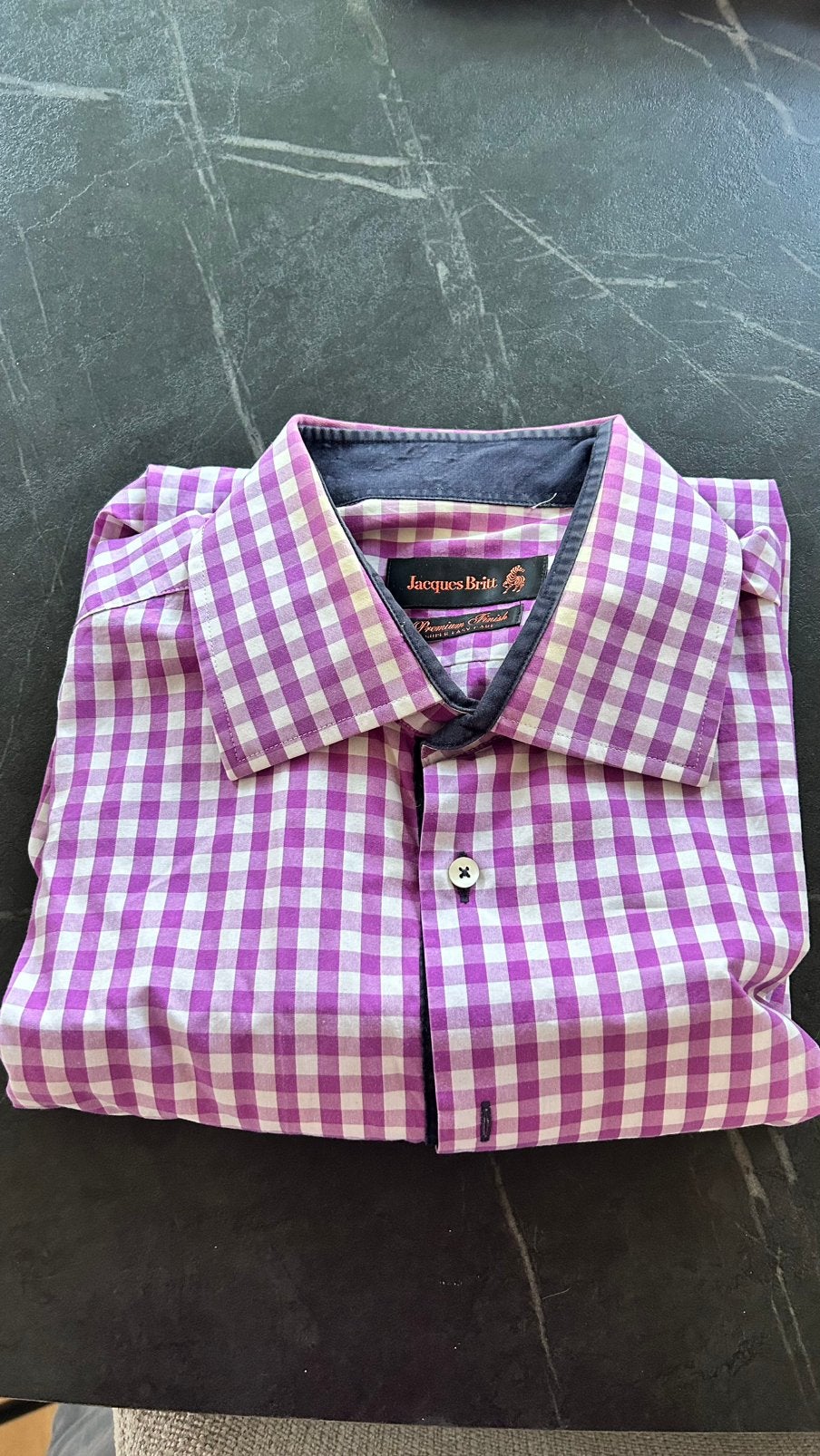 Jacques britt overhemd, Kleding | Heren, Overhemden, Ophalen of Verzenden, Gedragen, Paars, Halswijdte 41/42 (L)