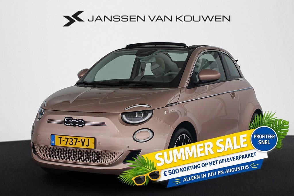 Fiat 500 C La Prima 42 kWh Cabrio SOH 97% Stoelverwarming Ac, Auto's, Fiat, Bedrijf, Te koop, 500C, ABS, Achteruitrijcamera, Airbags