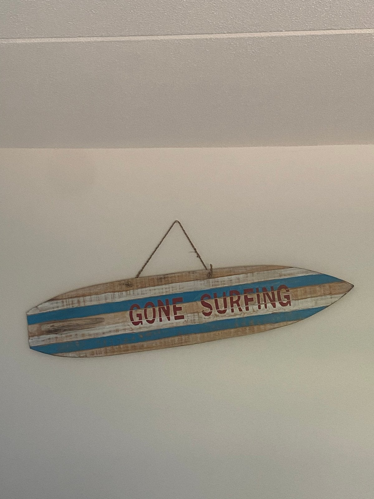 Houten surfplank wanddecoratie 'Gone Surfing', Ophalen, Hout, Vintage, Decoratieobject