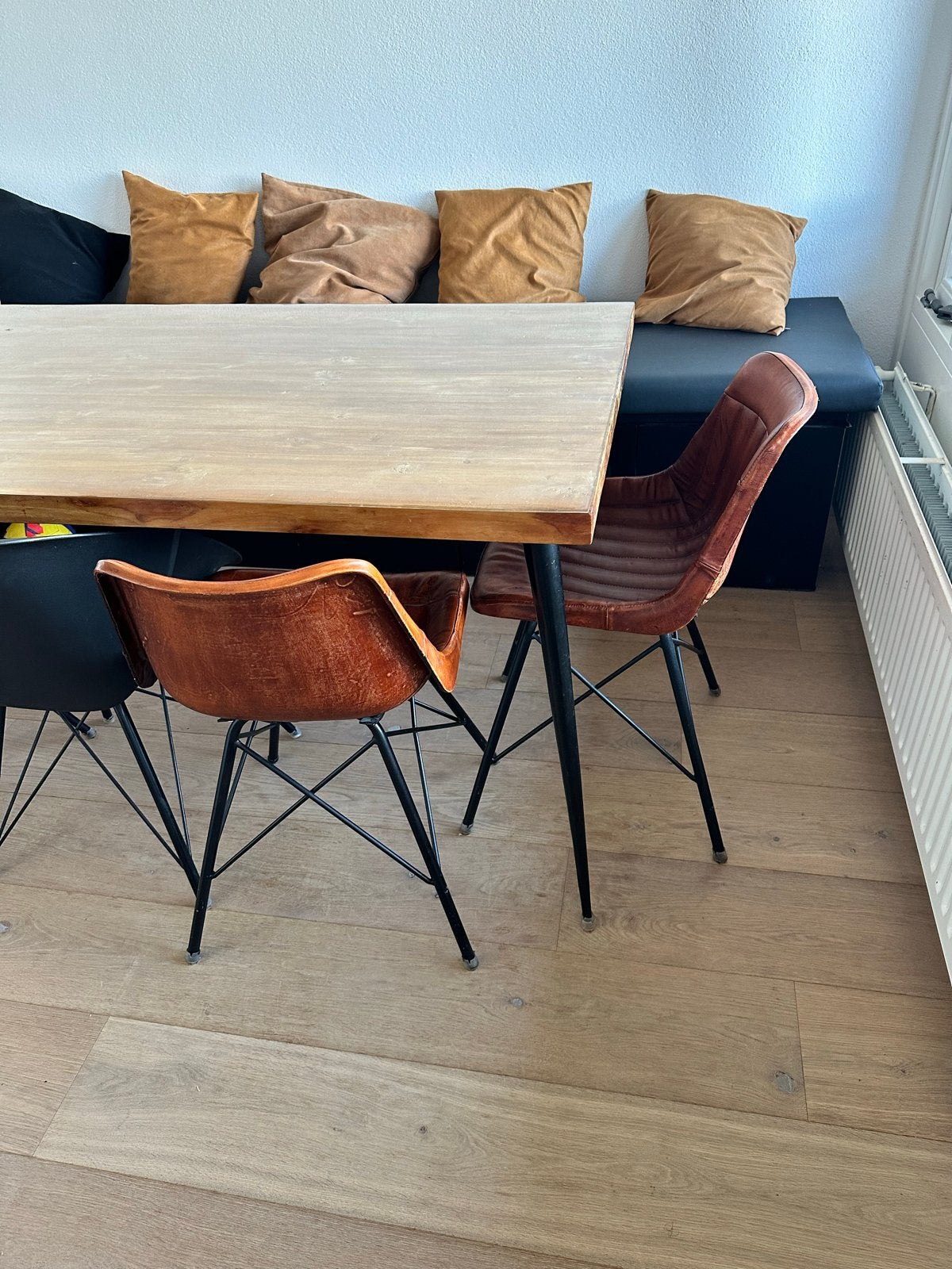 Massieve Teakhouten Eettafel (180x90x77 cm), Ophalen, Teakhout, 50 tot 100 cm, Zo goed als nieuw