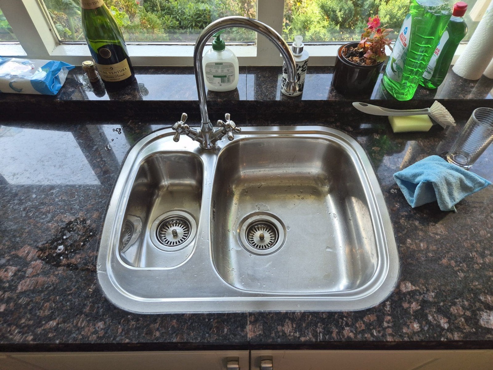 Keuken met granieten blad en kookeiland, Gebruikt, Bruin, Overige typen, Graniet of Steen