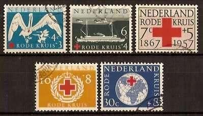 Nederland NVPH nr 695/9 gestempeld Rode Kruis 1957, Ophalen of Verzenden, Na 1940, Gestempeld