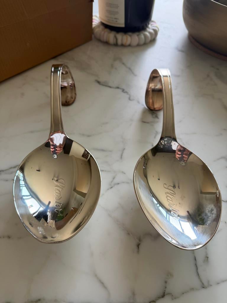 Set van 2 silverplated serveerlepels, Ophalen of Verzenden