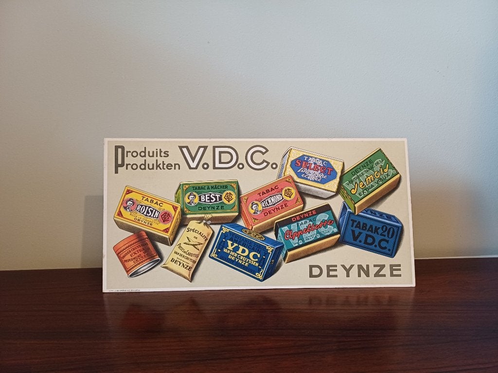 VDC TABAK reclamebord V.D.C. Deynze reclame bord jaren 50, Verzamelen, Ophalen of Verzenden, Zo goed als nieuw, Reclamebord