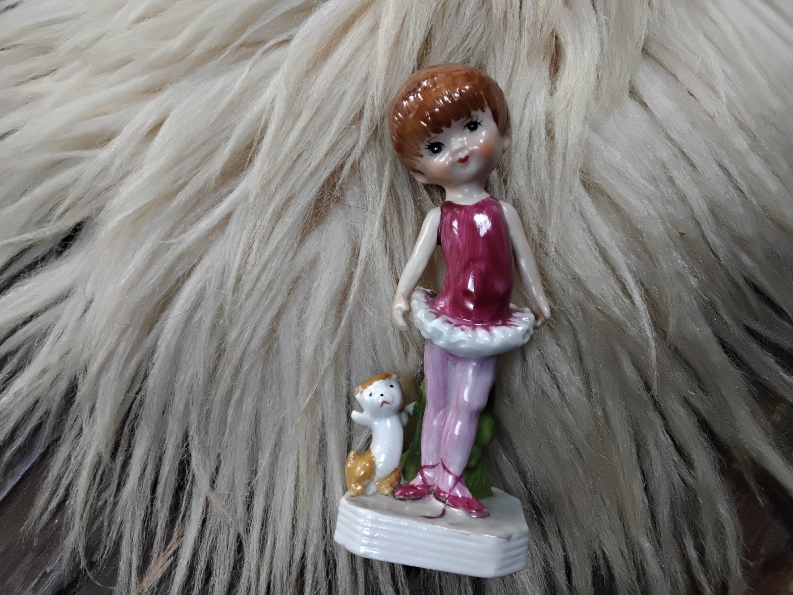 Moppets 1980 Franmar Ballerina beeldje met kat, Antiek en Kunst, Ophalen of Verzenden