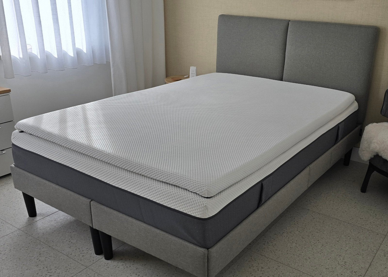 Emma Sleep bed 140x200 grijs met lattenbodems (excl. matras), Huis en Inrichting, Slaapkamer | Bedden, Ophalen, Gebruikt, Tweepersoons