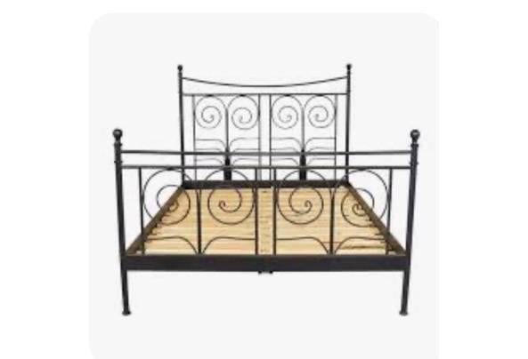 Zwart metalen bedframe Noresund, exclusief lattenbodem en ma, Ophalen, Gebruikt, Zwart, Tweepersoons