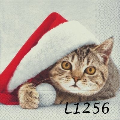 Servetten decoupage/bullet journal * kerstkat L1256, Verzenden, Nieuw
