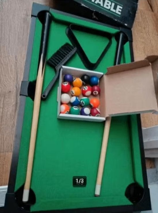 Pooltafel kleine versie voor kids 51x31x9,5cm in doos, Gebruikt, Pooltafel, Ophalen of Verzenden