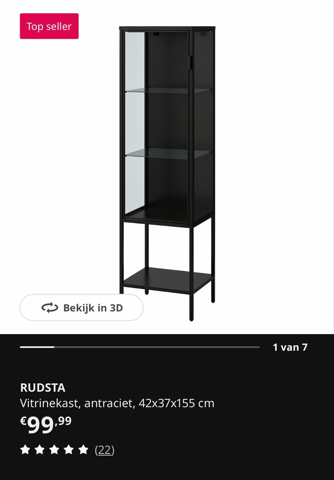 Ikea RUDSTA Vitrinekast - Zo goed als nieuw