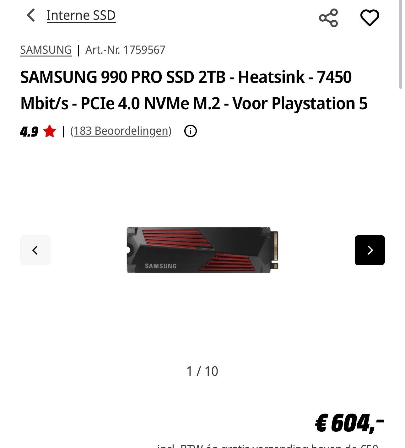 Samsung 2TB SSD met heatsink (PS5/PC) + optionele PS5 bundel, Ophalen, Zo goed als nieuw