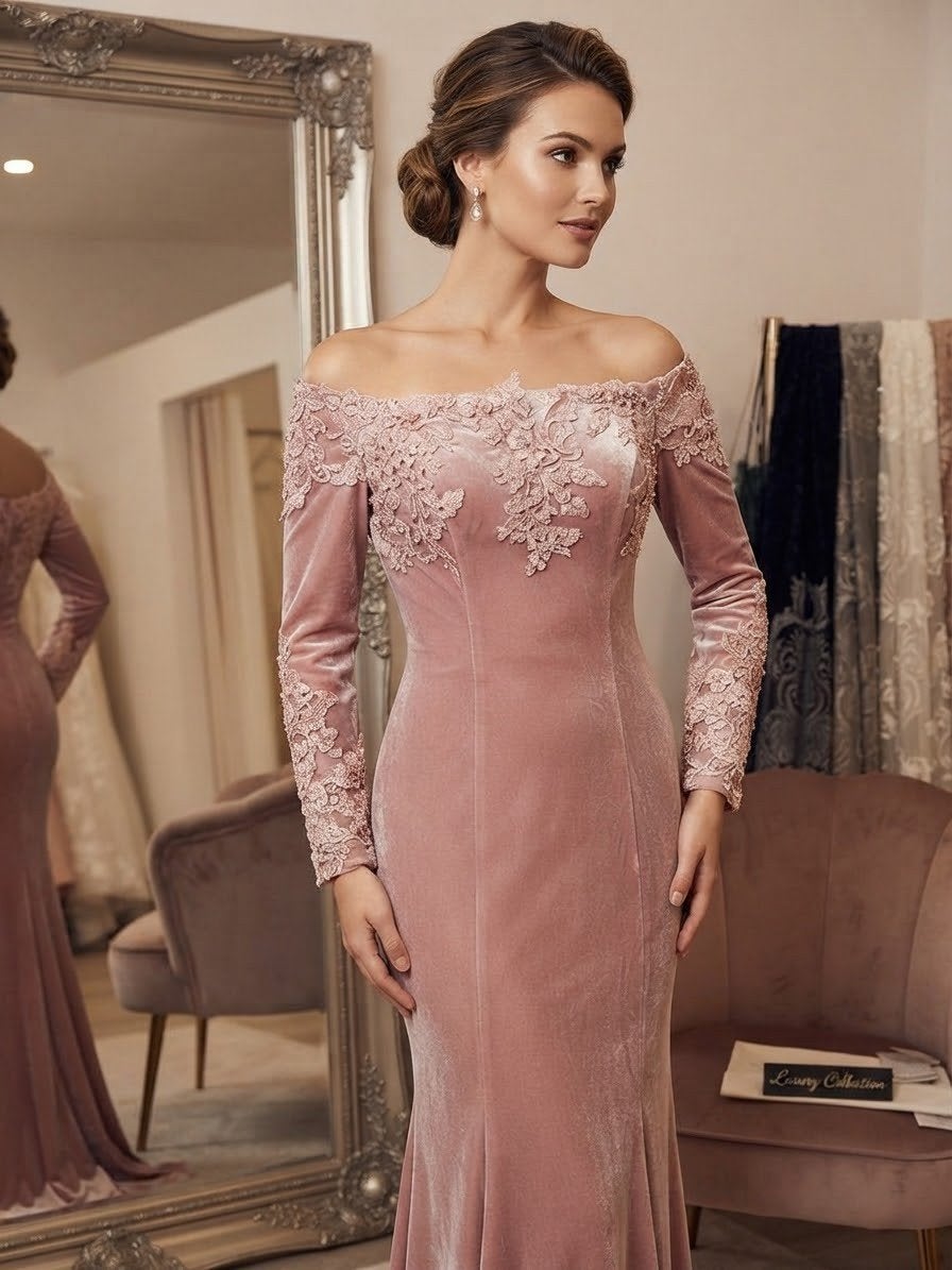 glamour roze fluwelen jurk off-shoulder mermaid model, Galajurk, Maat 42/44 (L), Nieuw, Ophalen of Verzenden