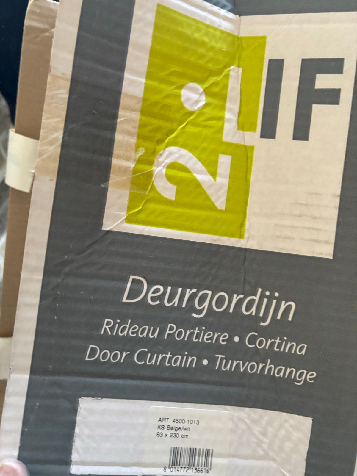 Deurgordijn 'poezenstaart effect' - Beige/Wit 93x230 cm, Ophalen, Overige materialen, Overige merken, Beige