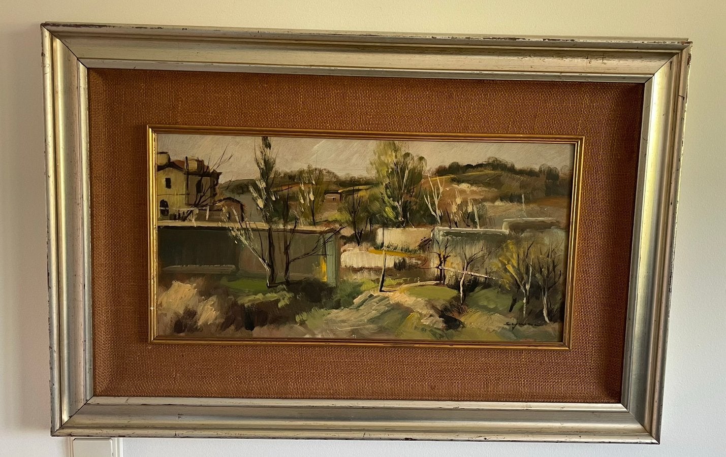 Italiaans handgeschilderd landschap–Aldo Signorini–met lijst, Antiek en Kunst, Ophalen, Paneel, Abstract, Landschap