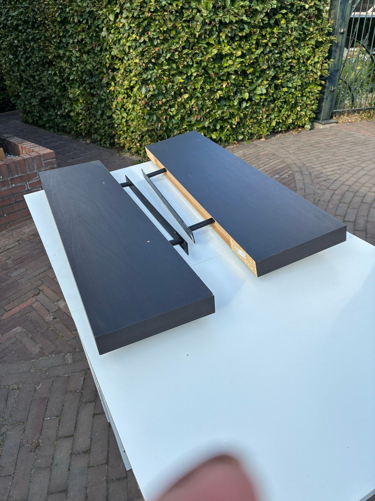 2 zwarte IKEA LACK wandplanken, Ophalen, Gebruikt