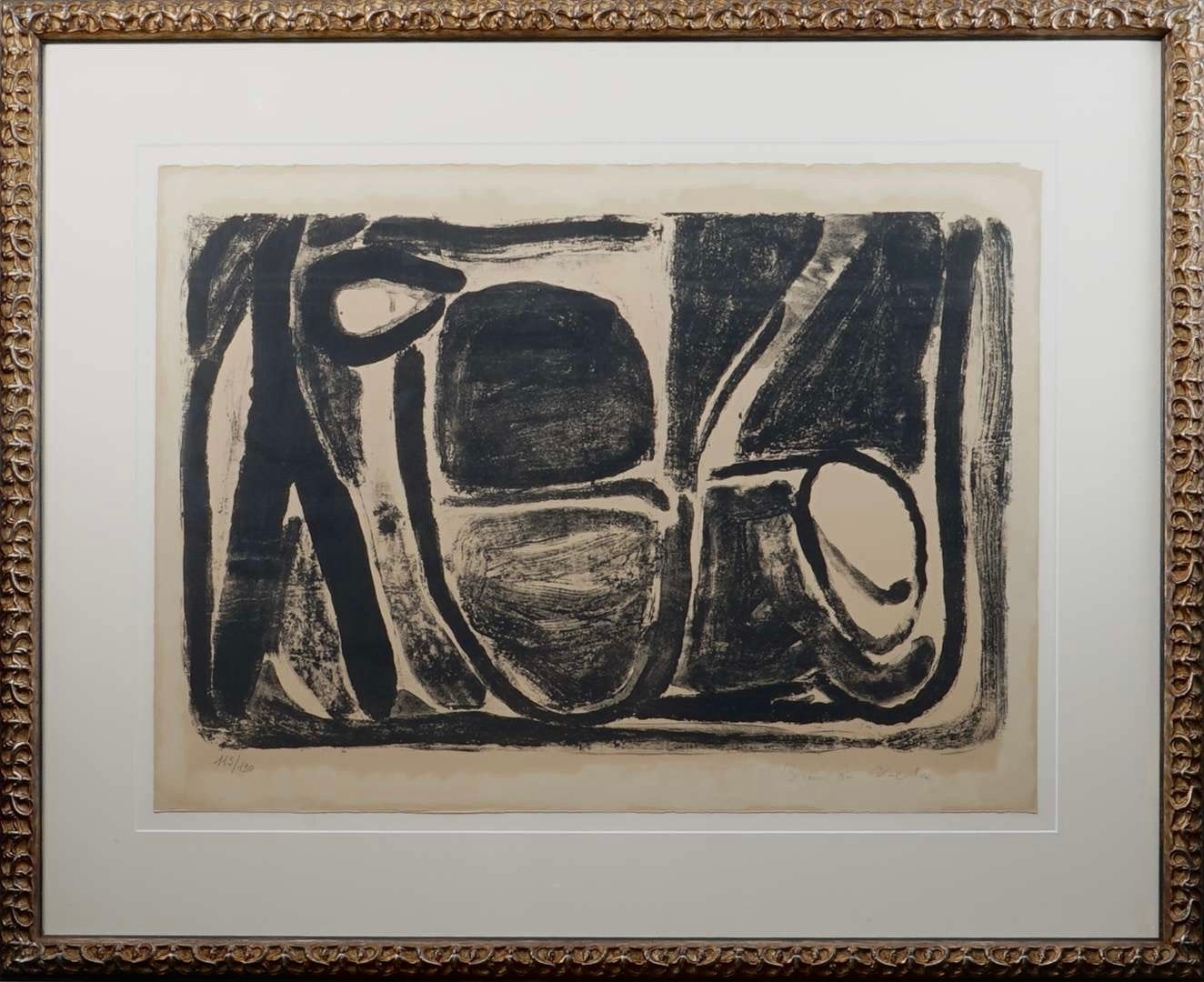 Abstracte Litho van Bram van Velde - Gesigneerd en Genummer, Ophalen of Verzenden