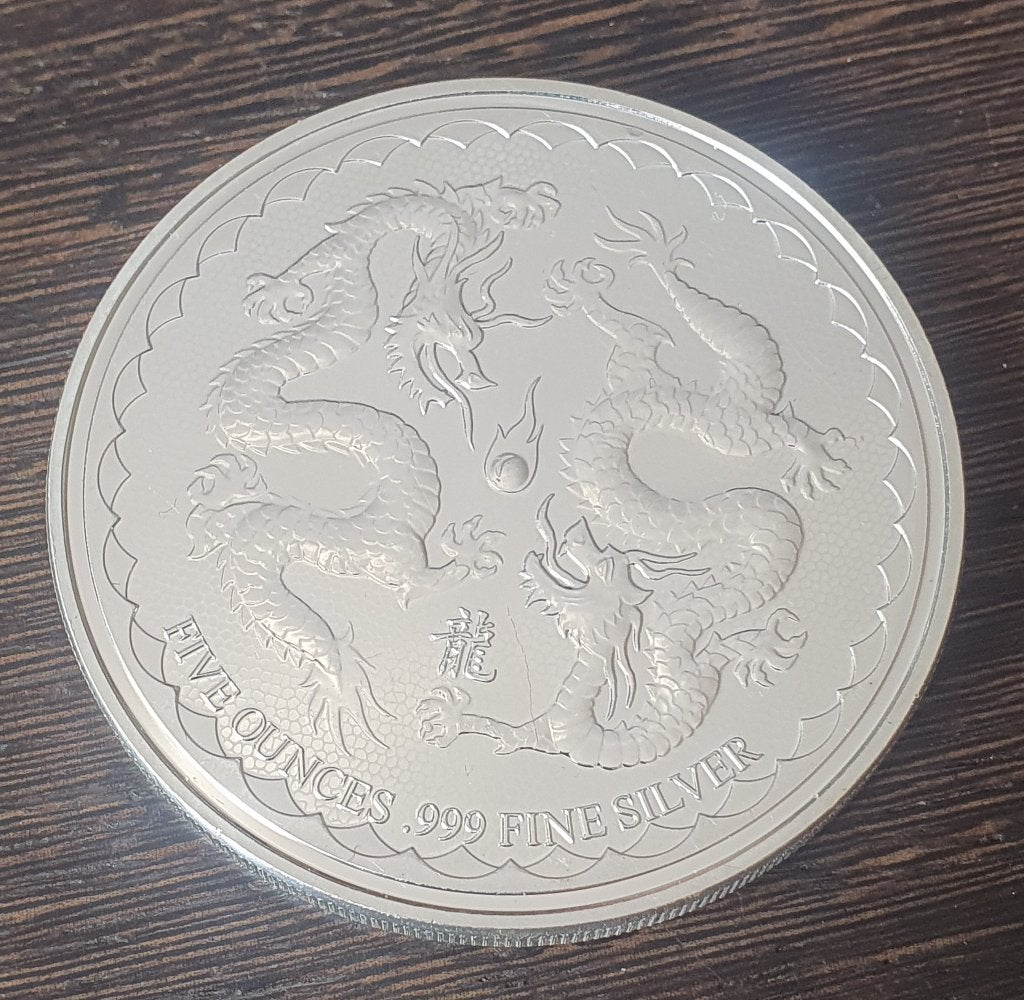 Lunar 5 ounce oz zilver Draak 2018 Nuie, Postzegels en Munten, Edelmetalen en Baren, Ophalen, Zilver