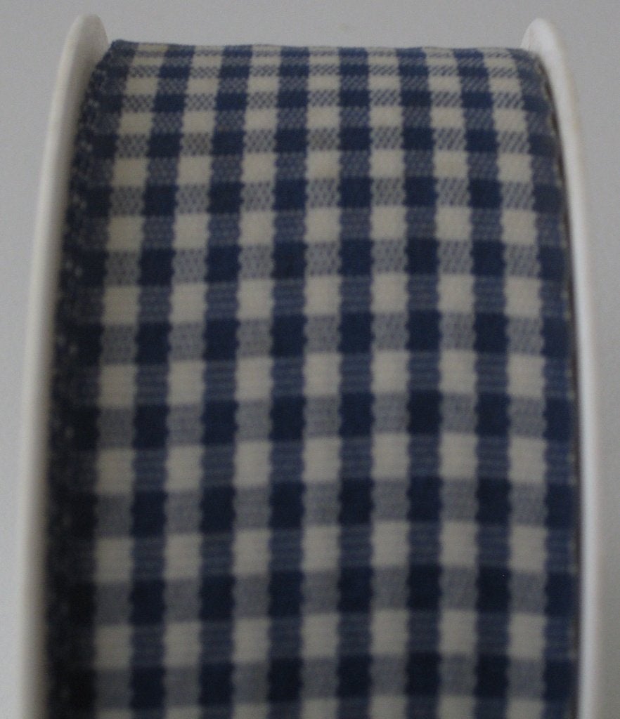 Lint rol band / zijdeband beige/blauw geruit 25 meter x 4 cm, Ophalen of Verzenden, Nieuw, Knutselmateriaal
