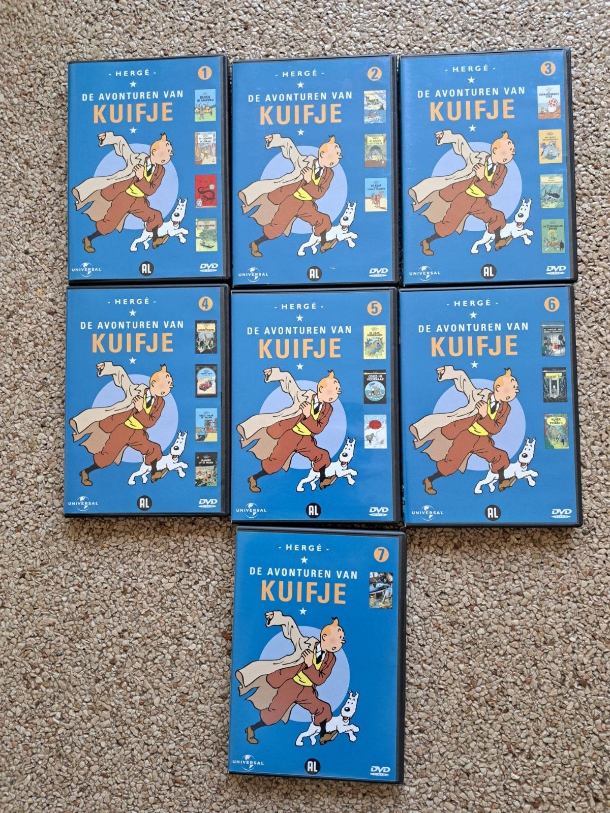 7 Kuifje DVD's - De Avonturen van Kuifje Collectie, Gebruikt, Animatie, Alle leeftijden, Tv-serie