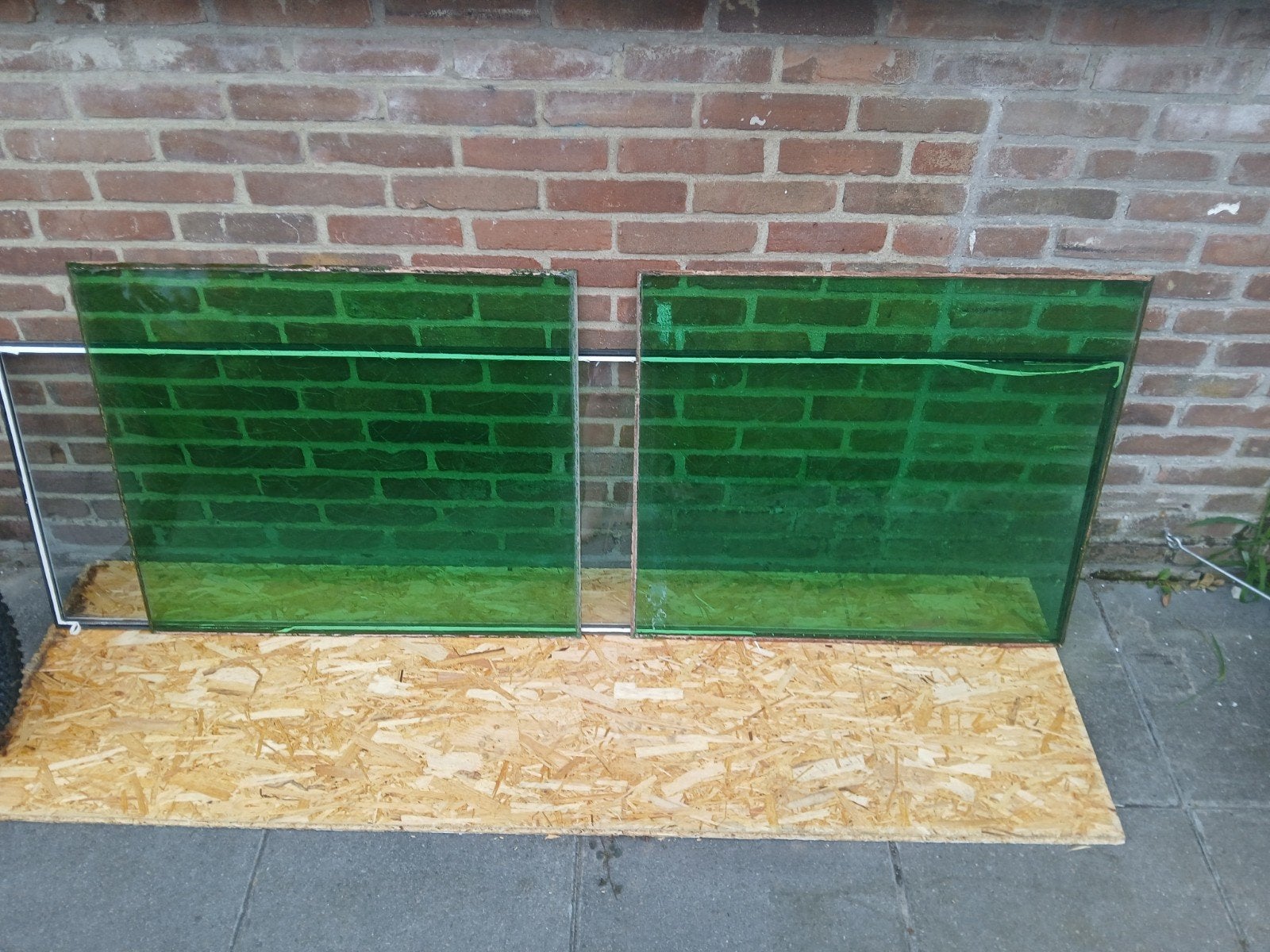 2x glasplaat Guss Antiek groen, Ophalen, Gebruikt, Minder dan 80 cm, 80 tot 120 cm