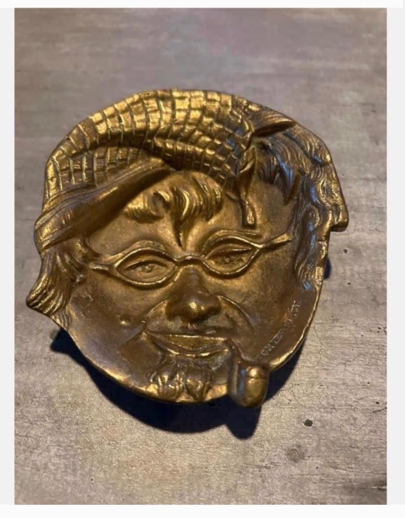 Bijzondere zware Messing schaal met gezicht, Antiek en Kunst, Ophalen of Verzenden, Beeld