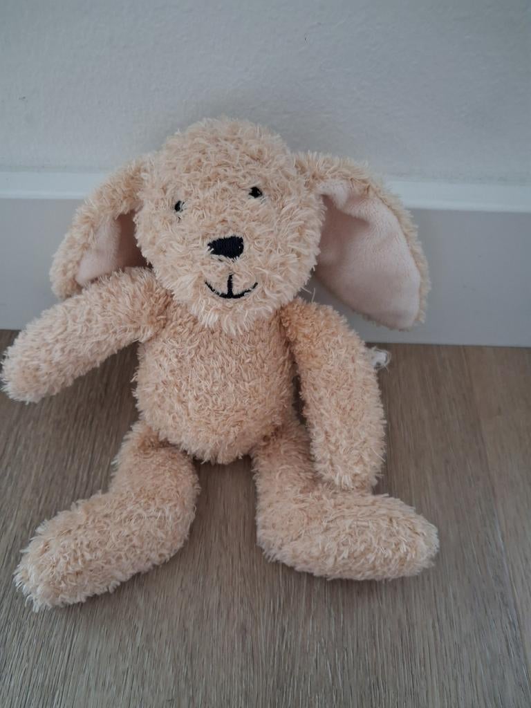 Knuffel konijn Hema klein lichtbruin 18 cm lang L587, Ophalen of Verzenden, Zo goed als nieuw, Konijn