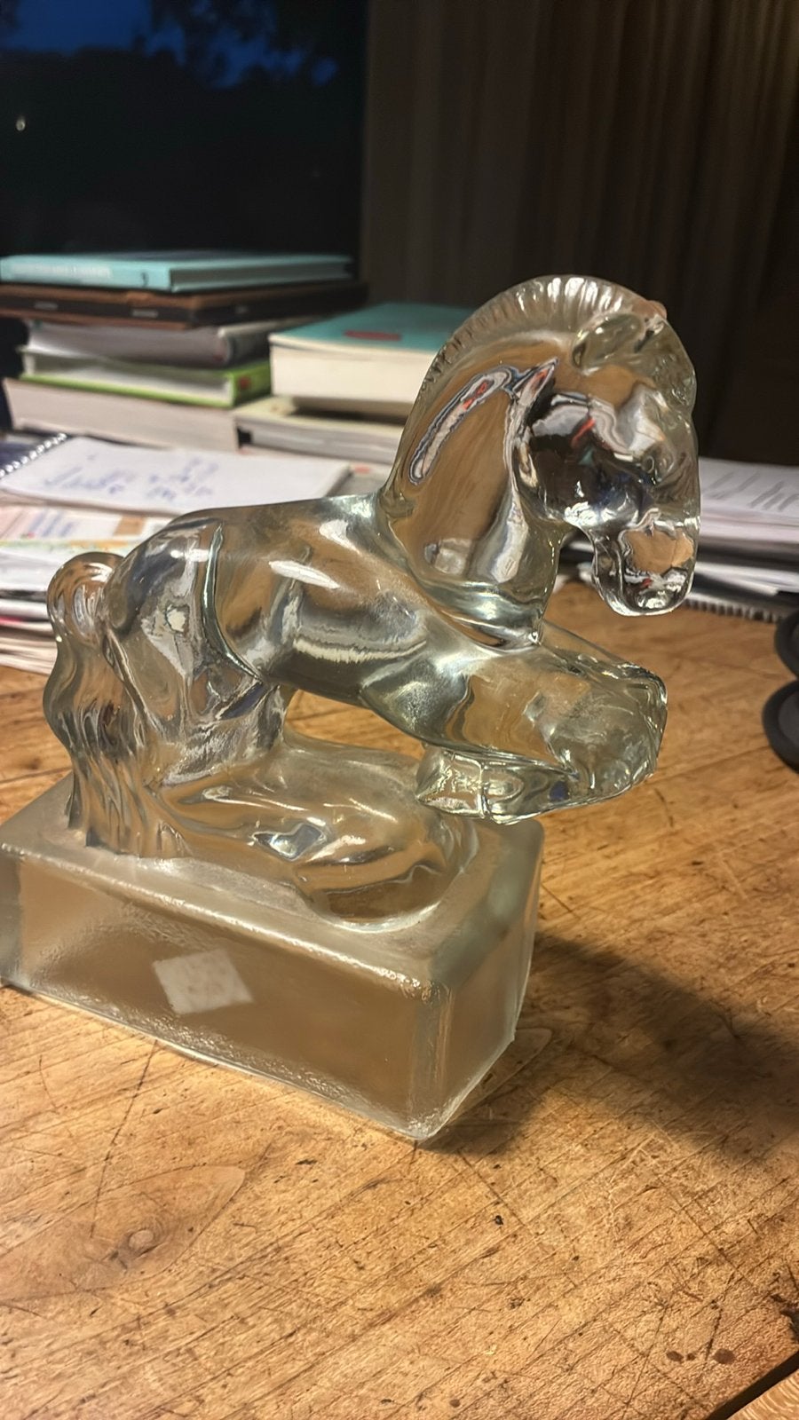 Vintage Kristallen Paard Beeldje, Antiek en Kunst, Antiek | Glas en Kristal, Ophalen of Verzenden
