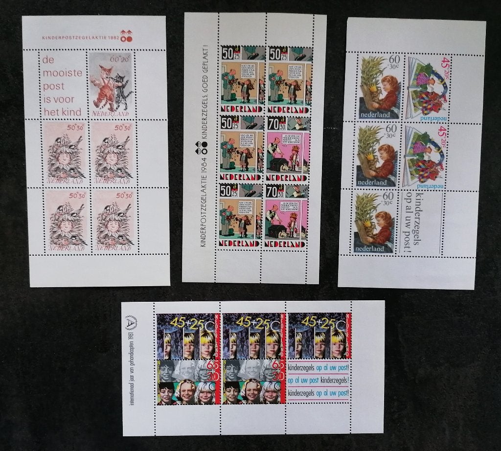 Kinderpostzegel velletjes 1980, 1981, 1982 en 1984. Postfris, Postzegels en Munten, Verzenden, Na 1940, Postfris