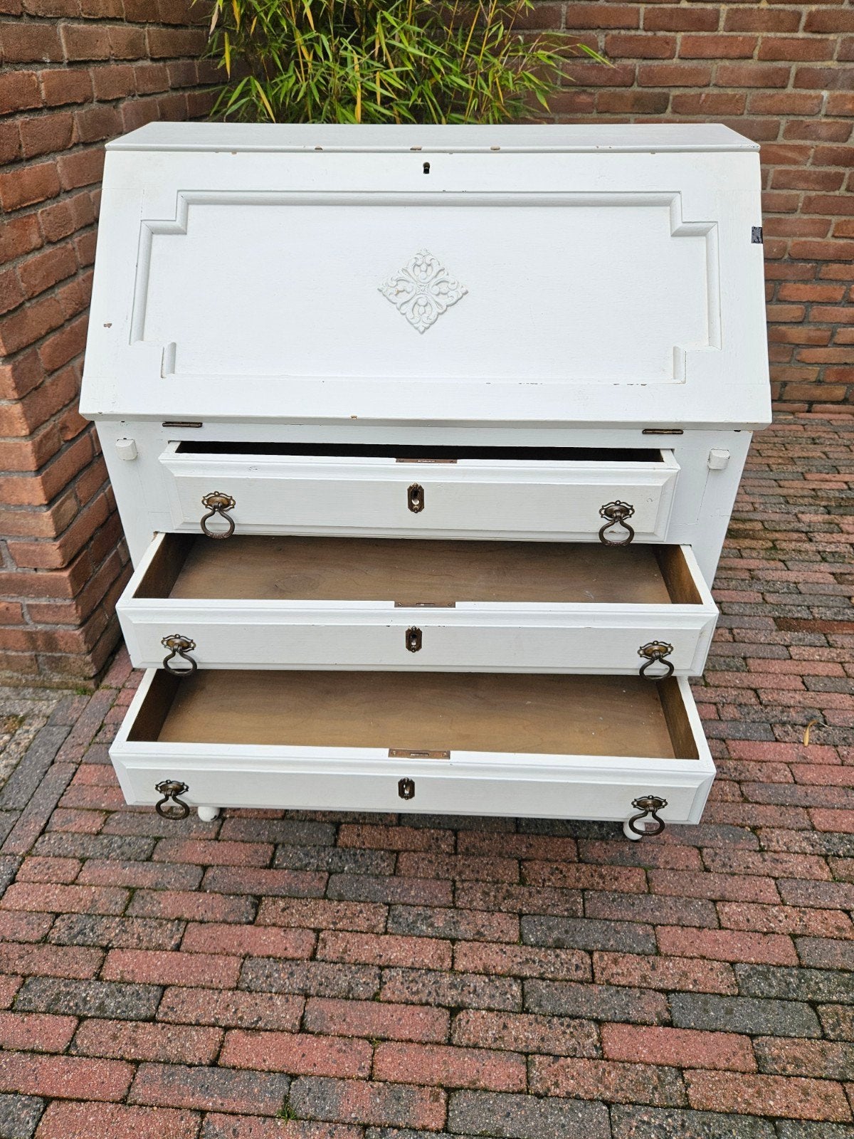 Prachtige landelijke secretaire - Wit, 77x100x41cm, Huis en Inrichting, Ophalen of Verzenden