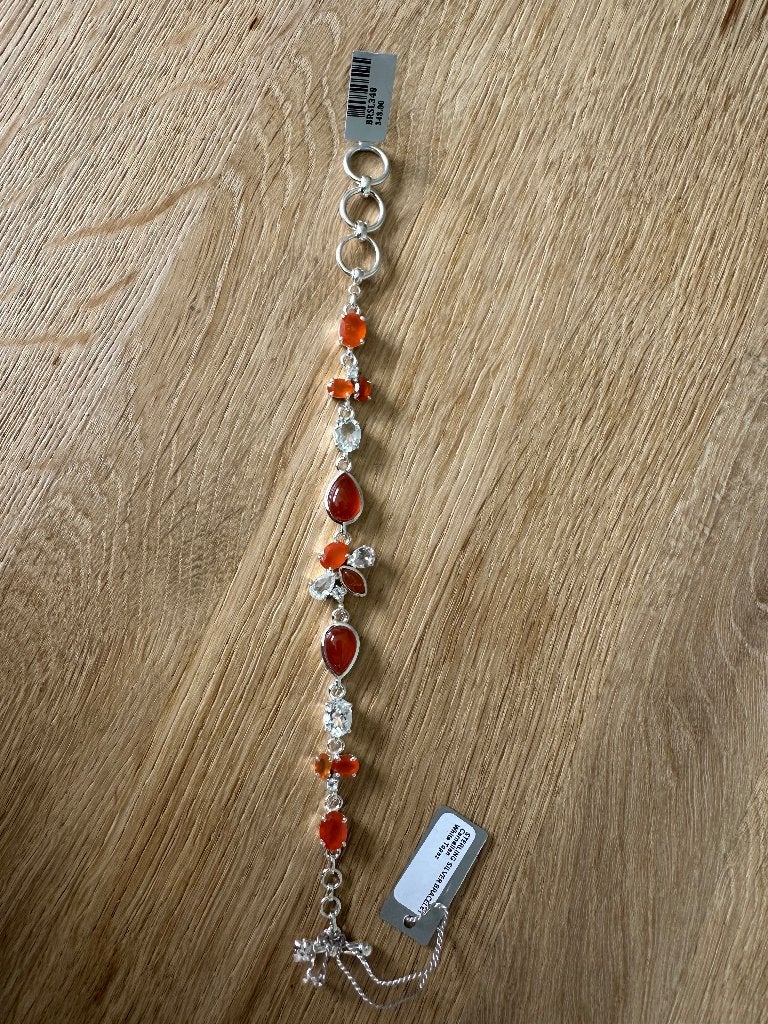 Armband Starborn carneool witte topaas, Nieuw, Oranje, Ophalen of Verzenden, Met edelsteen