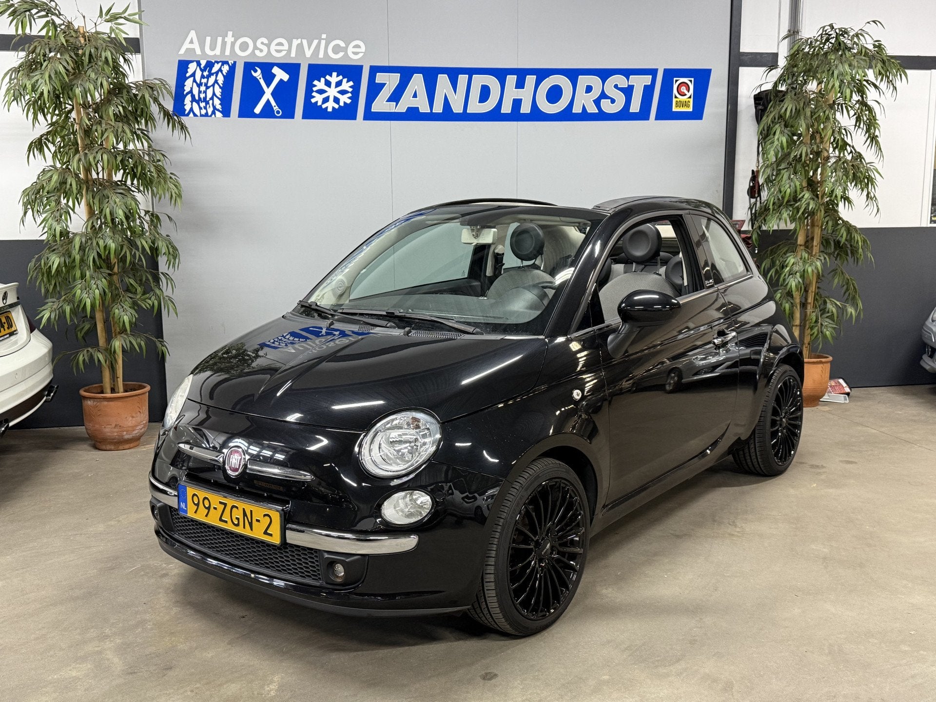 Fiat 500C 0.9 TwinAir Lounge // Airco // LM velgen, Euro 5, Gebruikt, Cabriolet, Zwart