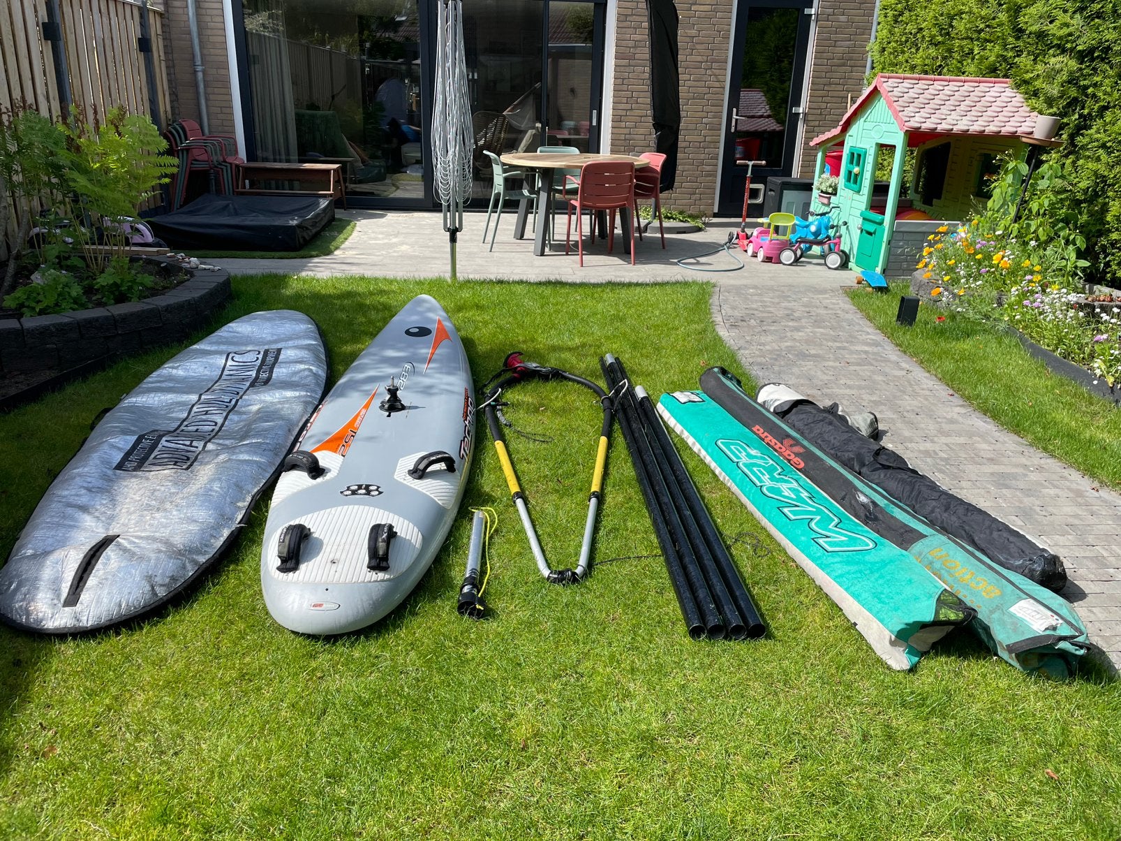 Complete Windsurfset incl. 3 zeilen, Ophalen, Zo goed als nieuw, 250 tot 300 cm, Complete set