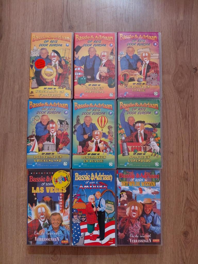 Bassie en Adriaan in Europa & Amerika videobanden., Cd's en Dvd's, VHS | Kinderen en Jeugd, Gebruikt, Alle leeftijden, Kinderprogramma's en -films