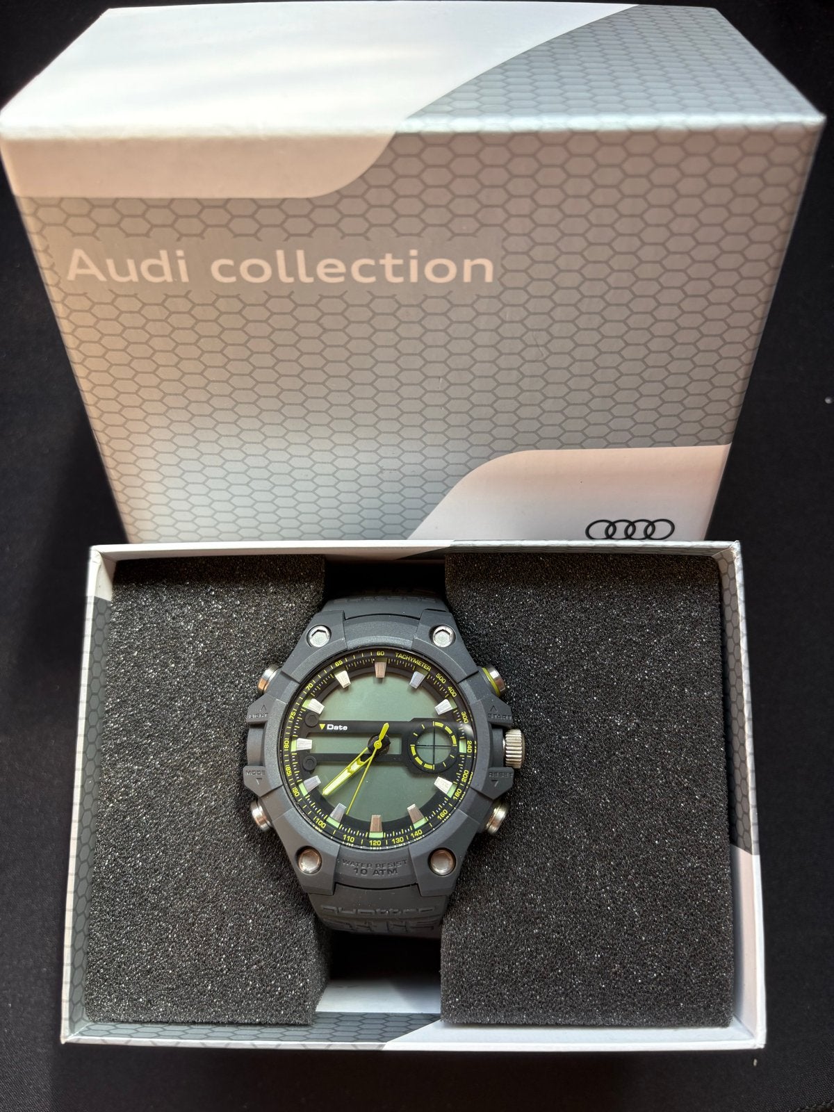 Audi Collection Outdoorhorloge Grijs/Groen, Overige merken, Kunststof, Polshorloge, Ophalen of Verzenden