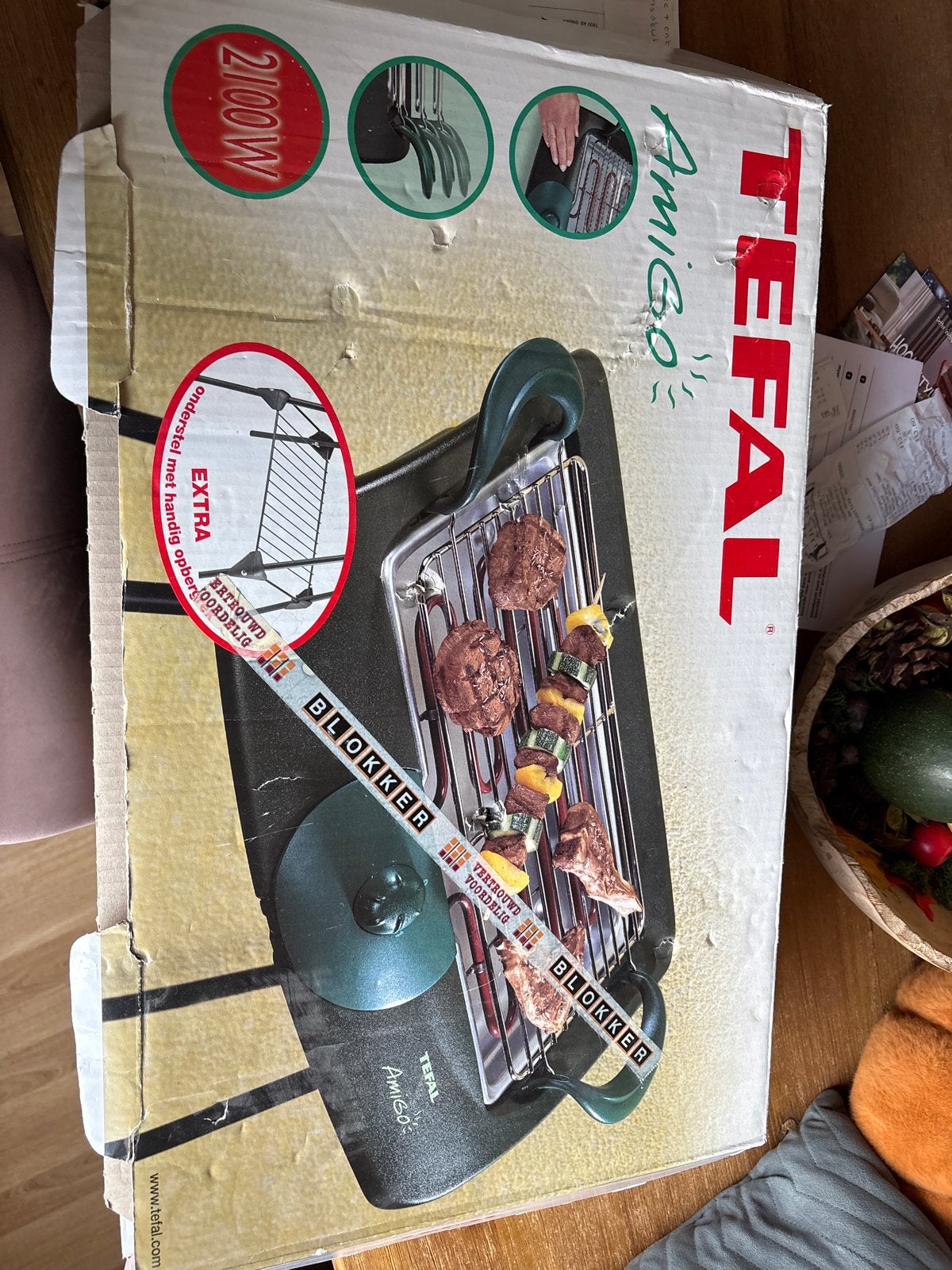 Tefal Amigo elektrische barbecue 2100W, Ophalen, Zo goed als nieuw