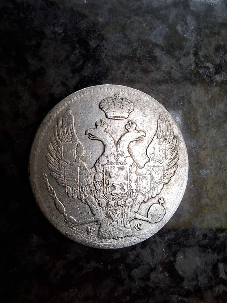 Zilveren Russische 30 Kopeken / 2 Złote munt 1839, Ophalen of Verzenden