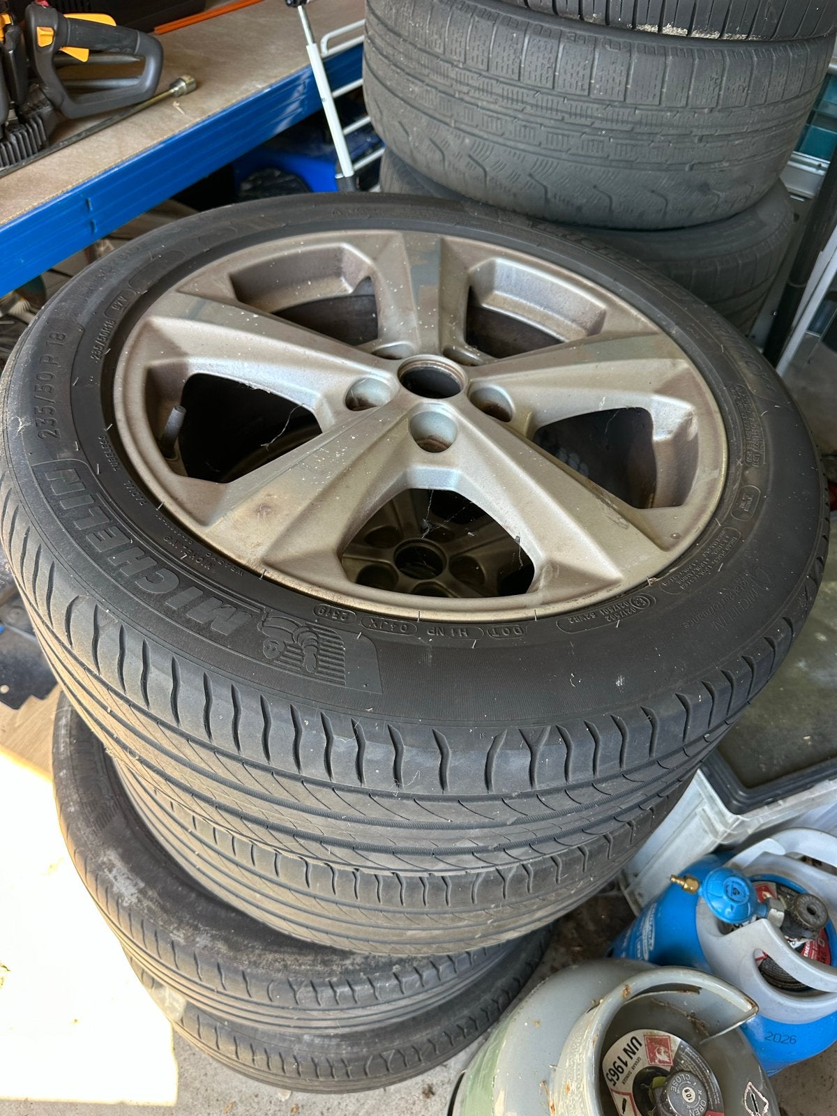 Velgen met zomerbanden voor Ford S-Max of Galaxy, Ophalen, 18 inch, Gebruikt, Banden en Velgen