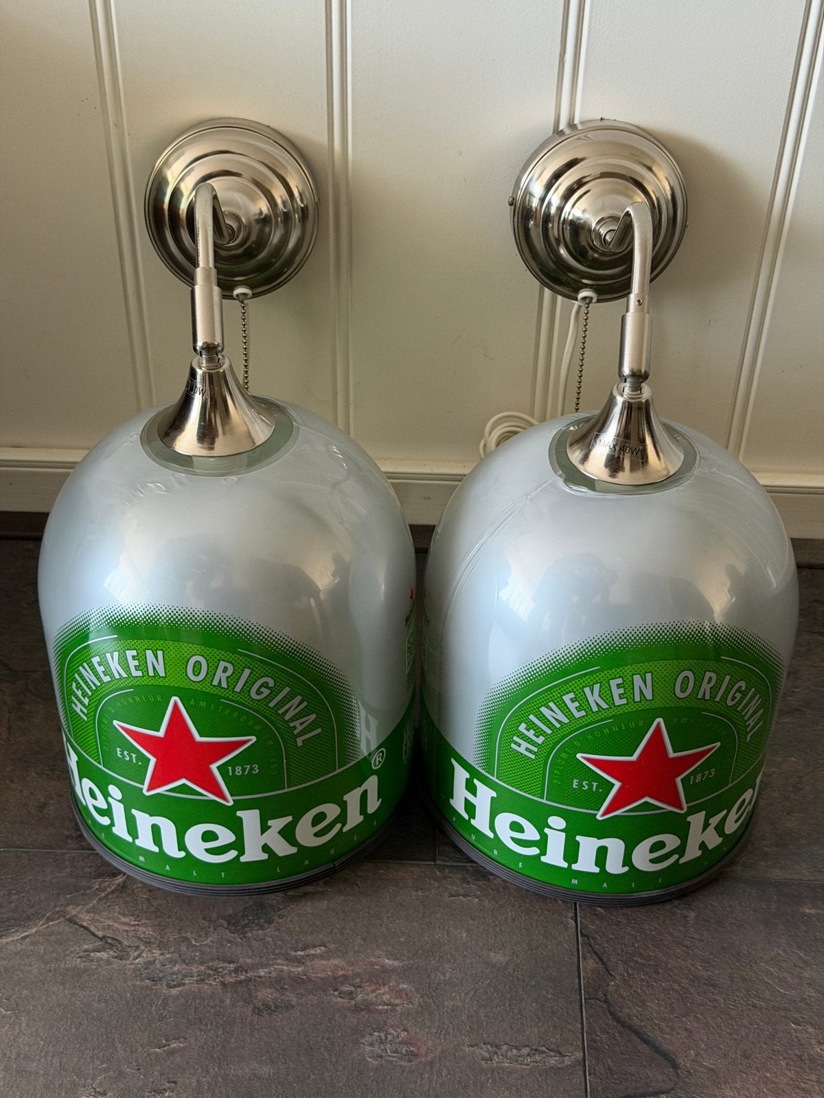 2 Heineken Wandlampen Compleet met lampen, Gebruikt, Meerkleurig, Ophalen of Verzenden, Overige merken