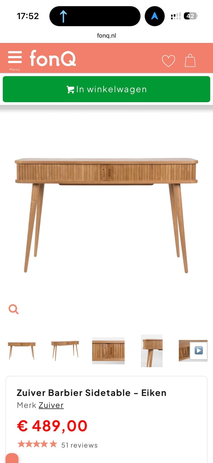 Zuiver Eiken Barbier sidetable dressoir tv meubel, Ophalen, 100 tot 150 cm, Eikenhout, Zo goed als nieuw
